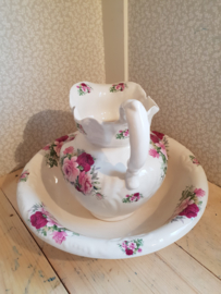 Romantisch brocante engels lampetstel roze rode rozen