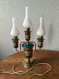 Antieke glassteen messing tafellamp