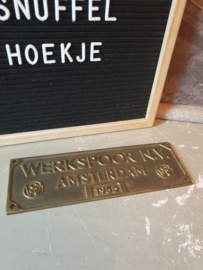 Bronzen plaat werkspoor NV Amsterdam 1955