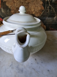 Antieke chocoladeketel petrus regout creamware
