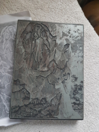 Antieke stempel religie drukplaat maria lourdes