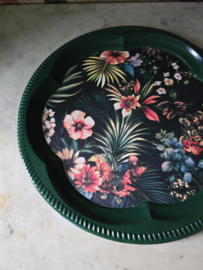 Metalen dienblad paradijs bloemen