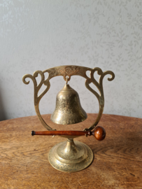 Antiek messing tafelgong belvorm