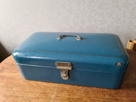 Petrol blauw emaille broodtrommel