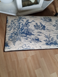 Antiek haardbankje toile de jouy stof