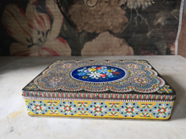 Antiek blikken kraaltjes koektrommel