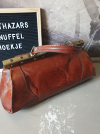 Antiek bruin leren dokterstas