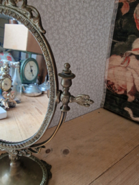 Antiek koperen tafel spiegel