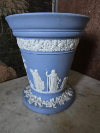 Vaas met bloemensteker wedgwood jasperware blue