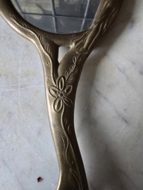 Art nouveau messing handspiegel dame