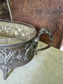 Antiek messing jardiniere rozen