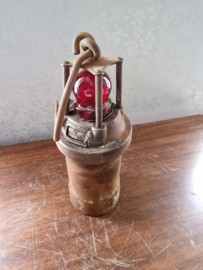 Carbid mijnwerkers lamp rood glas
