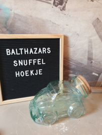 Vintage glazen snoeppot Volkswagen kever