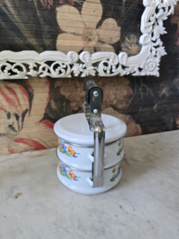 Emaille rantang etensdrager bloemen