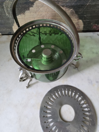 Antiek theelichtje groen glas