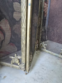 Antiek messing haardscherm vonkenvanger franse lelie