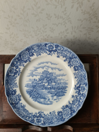 Blauw engels dinerbord village