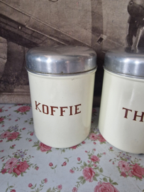 Creme emaille koffie thee suiker bussen