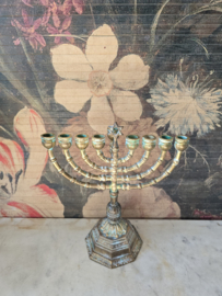 Antiek messing joodse kandelaar chanoekia