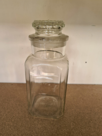 Oude glazen snoeppot stolppot