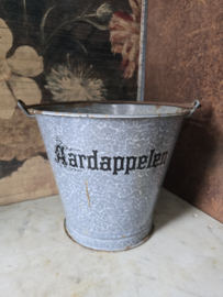 Grijs gewolkte emaille aardappelen emmer