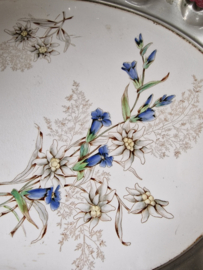 Antiek tinnen dienblad floraal decor