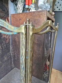 Antiek messing haardscherm vonkenvanger franse lelie