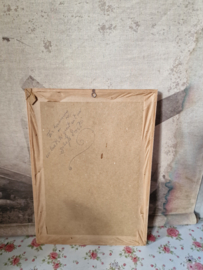Vintage prent hert in houten lijst