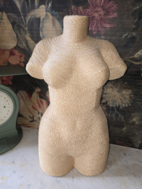 Vintage rieten paspop buste torso dame