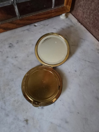 Oude brocante petit point poederdoos spiegeltje