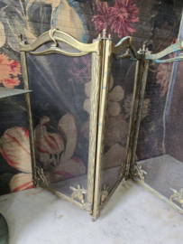 Antiek messing haardscherm vonkenvanger franse lelie