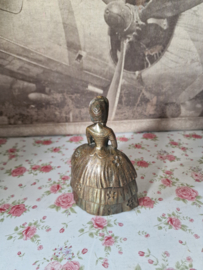 Antiek messing tafelbel victoriaanse dame