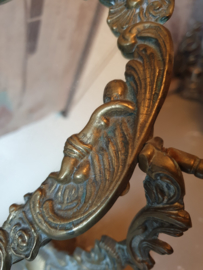 Antiek koperen tafel spiegel putti engel