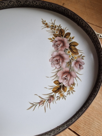 Antiek porseleinen dienblad floraal decor rozen