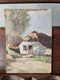 Oud schilderijtje boerderij