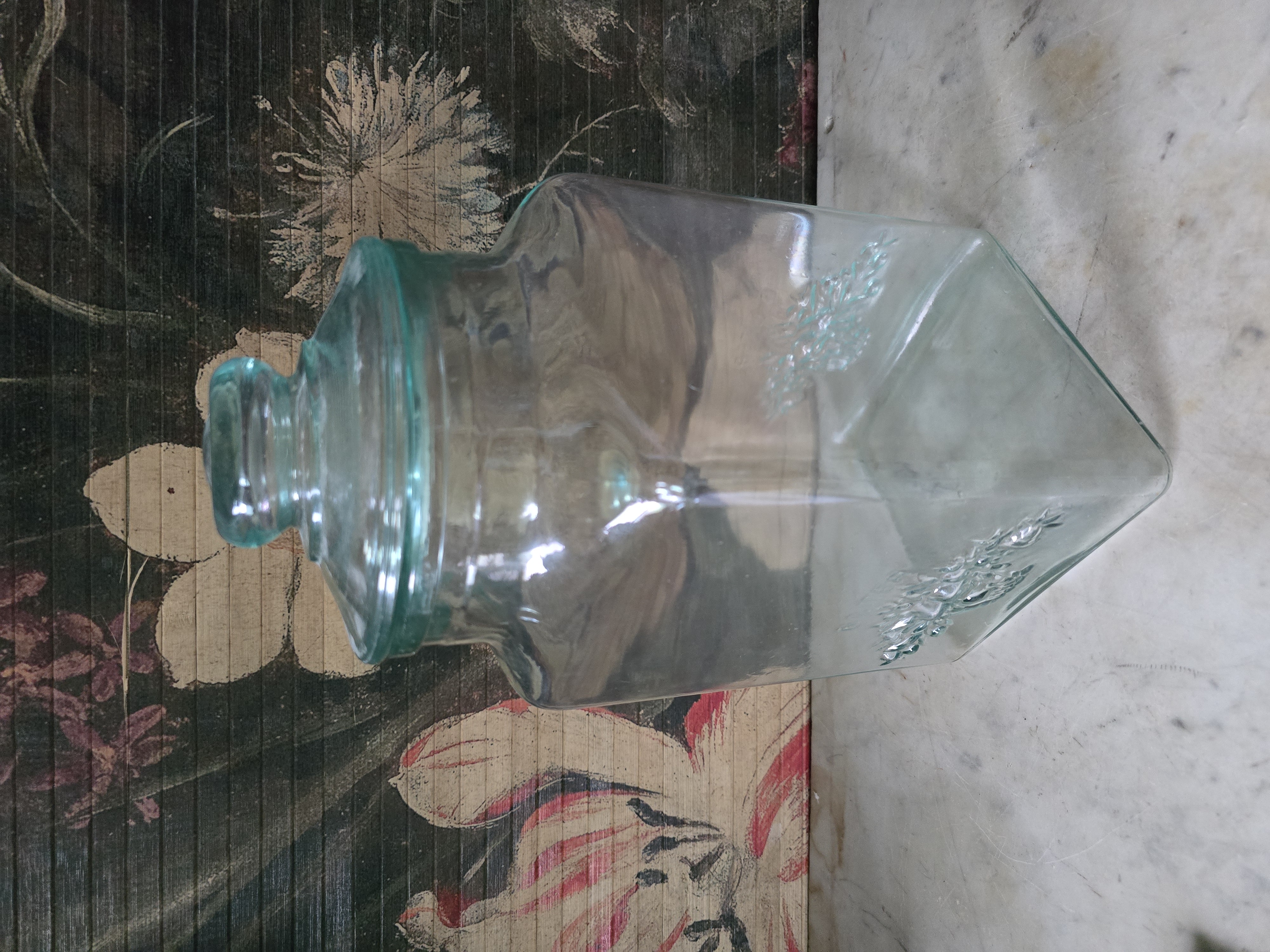 Blauw glazen pot met deksel snoeppot