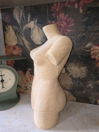 Vintage rieten paspop buste torso dame