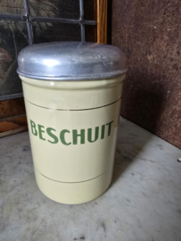Zachtgeel emaille beschuitbus