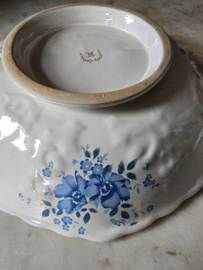 Brocante lampetkan met schaal bloemetjes