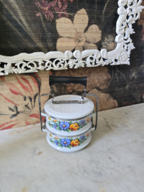 Emaille rantang etensdrager bloemen