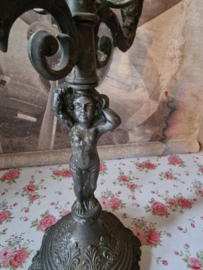 Antiek koperen kandelaar cupido