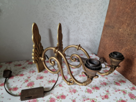 Set antiek messing wandlampen