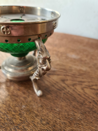 Antiek art deco theelichtje comfoortje groen glas