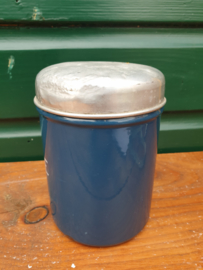 Petrol blauw emaille koffie bus