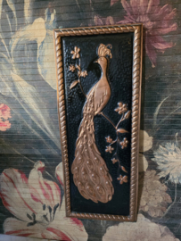 Vintage koperen pauw wanddecoratie