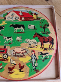 Vintage simplex houten puzzel de boerderij