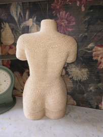 Vintage rieten paspop buste torso dame