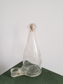 Oud glazen drinkflesje waterflesje vogels