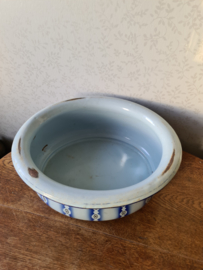 Oud frans blauw emaille badje waskom