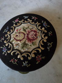 Oude brocante petit point poederdoos spiegeltje